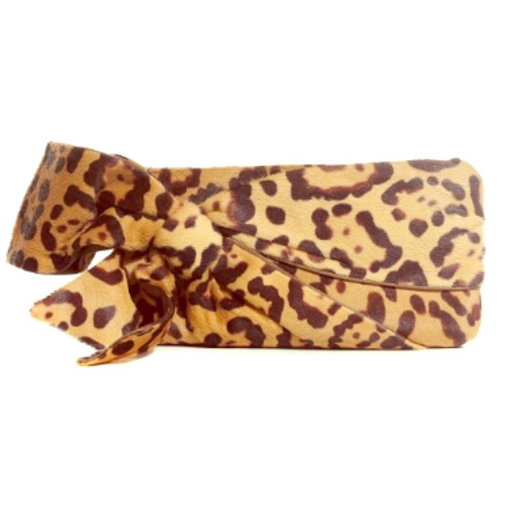 Valentino pony hair fur leopard bow clutch - Picture 5 of 11
